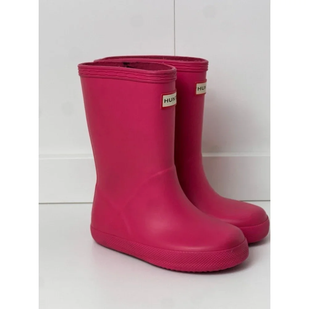 Hunter Kids First Classic Rain Welly Boots Pink Girls Toddler
